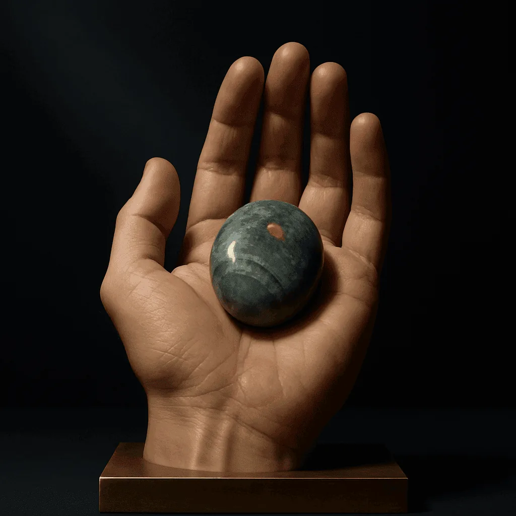 Reading a stone by its weight in your palm illustration