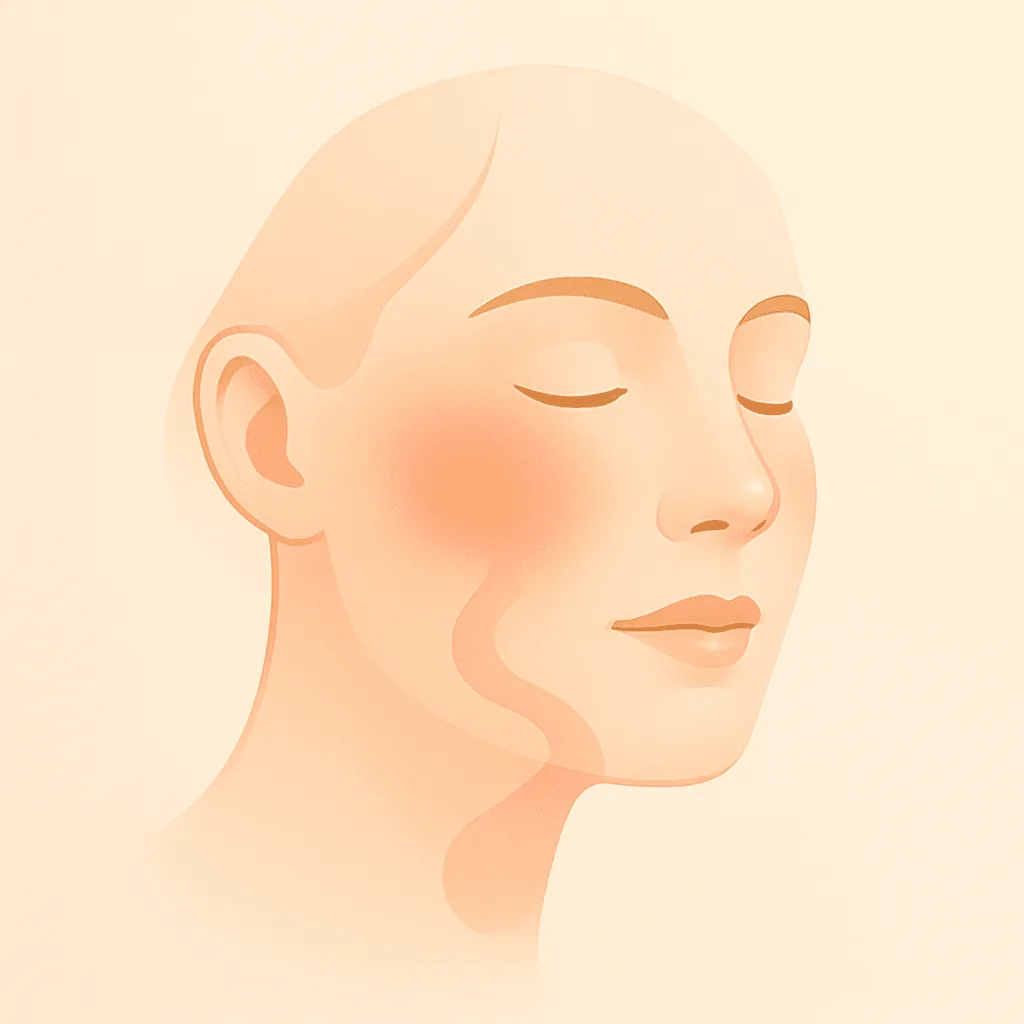 Redness that moves around the face illustration