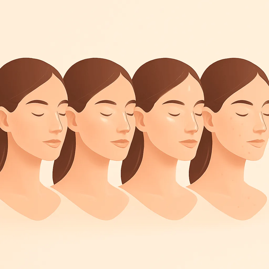 The skin across a hormonal month illustration