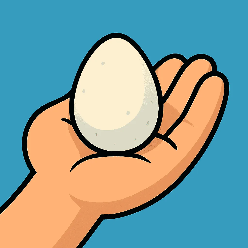 Her first egg, small and strange illustration