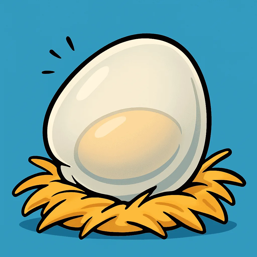 The soft-shelled egg in the straw illustration