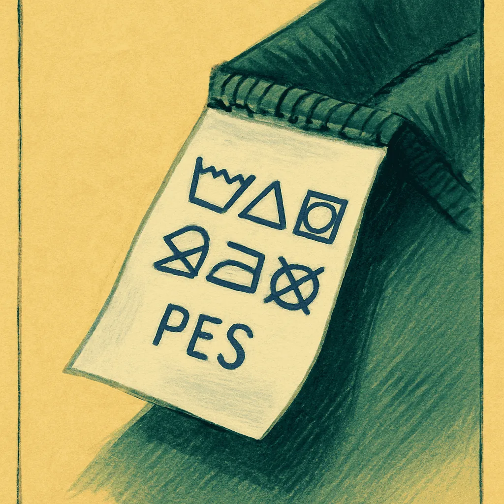 The polyester tag and its bright confessions illustration