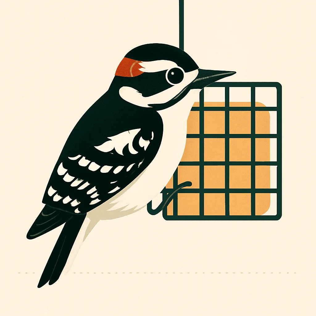 Downy or hairy woodpecker illustration