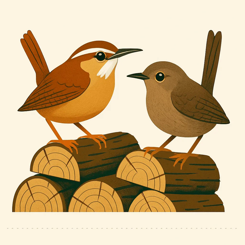 House wren or Carolina wren illustration